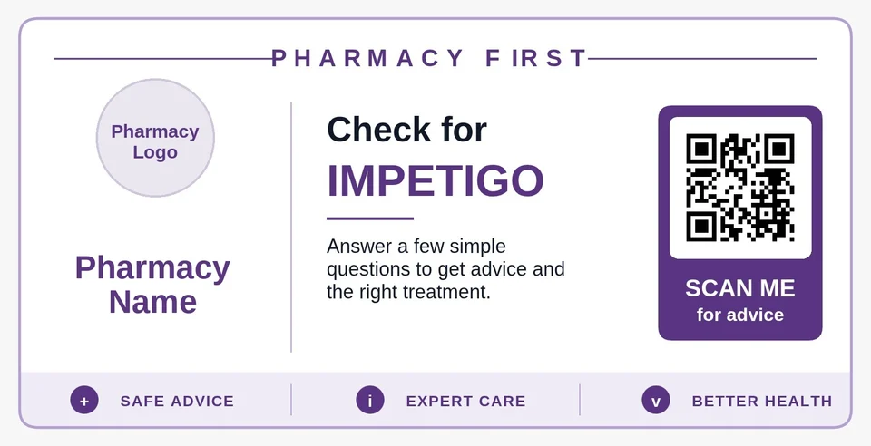 Scan2Care Pharmacy First QR poster for impetigo