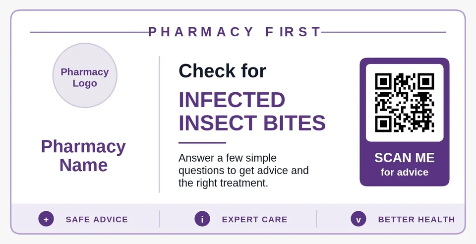 Scan2Care Pharmacy First QR poster for infected insect bites