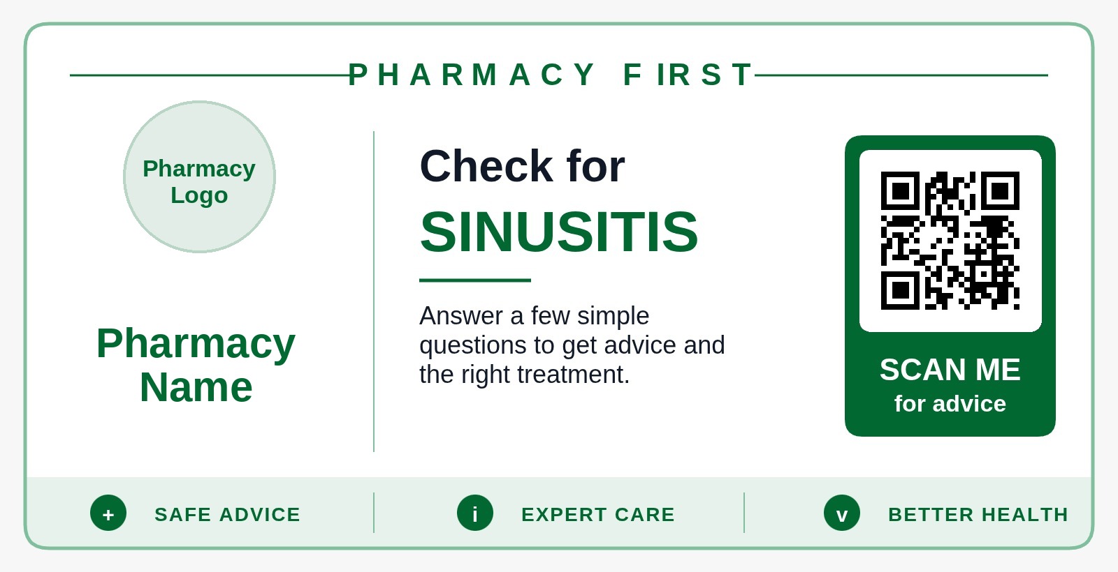 Scan2Care Pharmacy First QR poster for Sinusitis